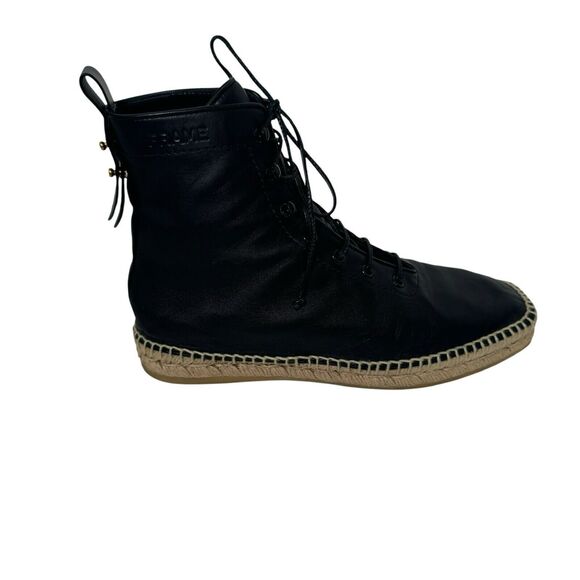 Frame Le Boston Leather High Top Espadrilles Booties Size 38.5 EU 7.5 US - Picture 11 of 16